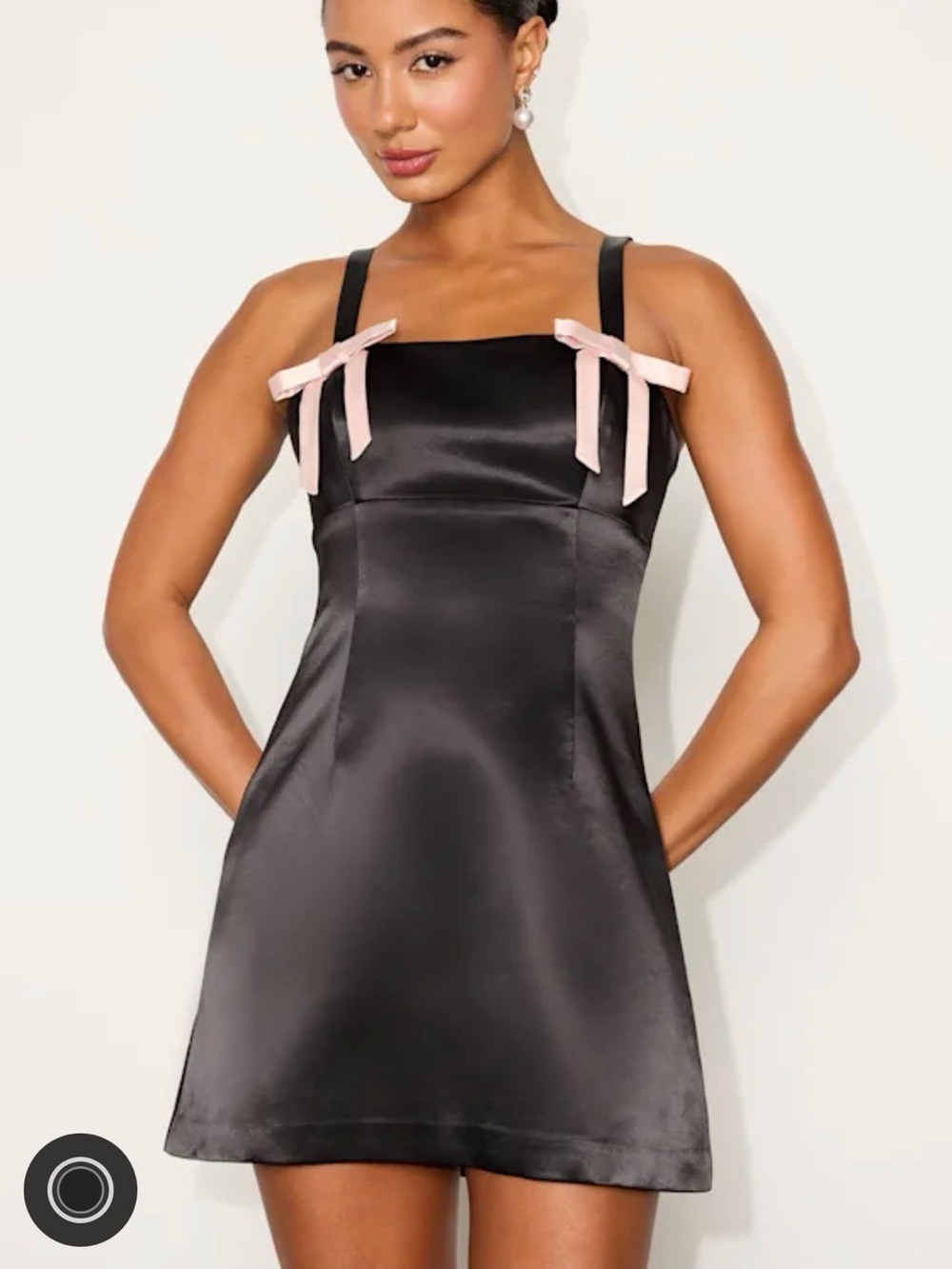 ❤️‍🔥BOGO FREE NWT lulu’s Yesemia Satin Bow Slip Skater Dress Black Pink XL